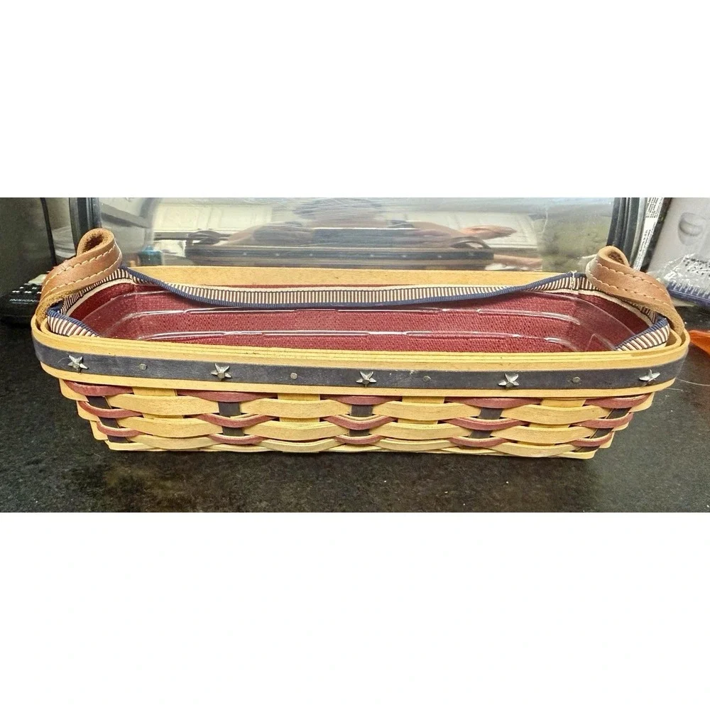 Longaberger 2003 Proudly American Cracker Basket Liner W/ Plastic Protector VTG